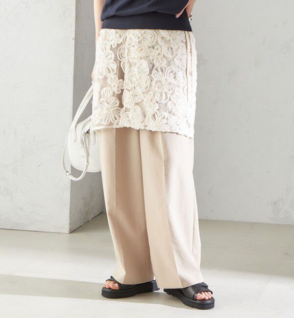 SHIPS for women「《予約》〈手洗い可能〉フラワー 刺繍 チュール ラップ スカート」|スカート|