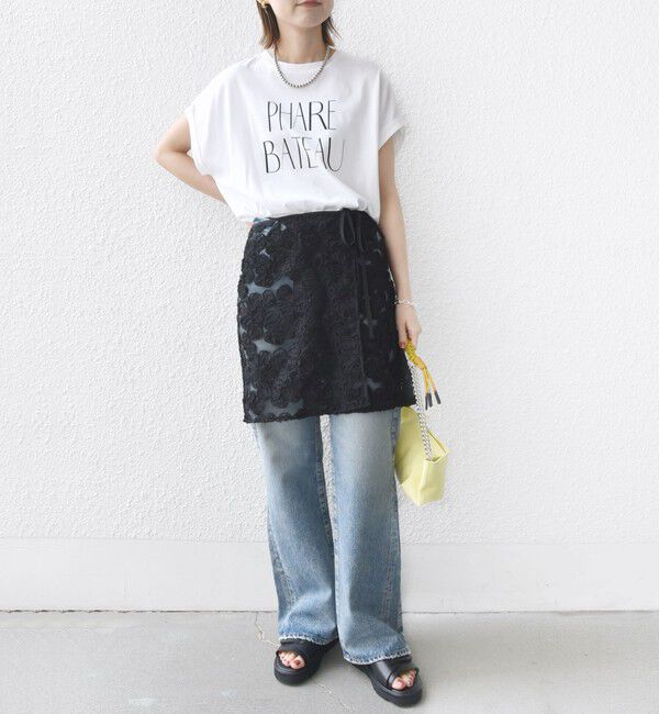 SHIPS for women「《予約》〈手洗い可能〉フラワー 刺繍 チュール ラップ スカート」|スカート|