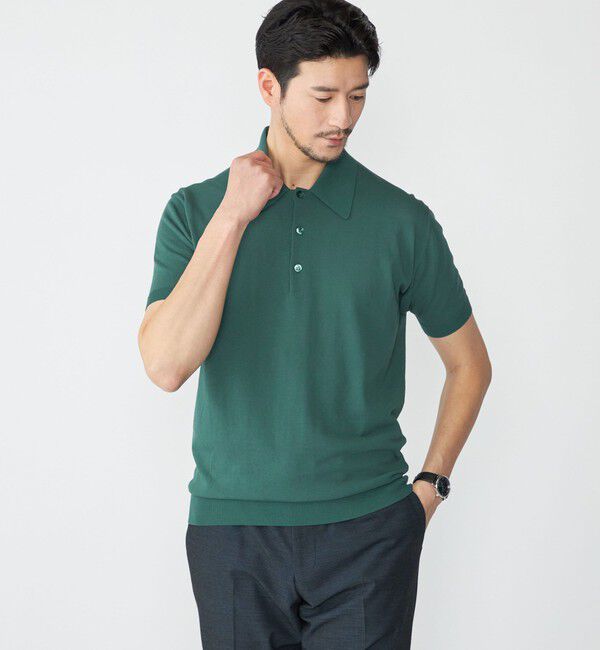 SHIPS「SHIPS: ICE COTTON ショートスリーブ ニットポロ」|ポロシャツ|グリーン