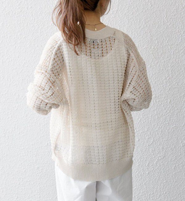 SHIPS any「《一部追加予約》SHIPS any:〈手洗い可能〉ギマ ワイド Vネック シアー カーディガン」|カーディガン|