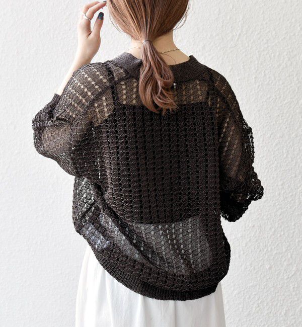 SHIPS any「《一部追加予約》SHIPS any:〈手洗い可能〉ギマ ワイド Vネック シアー カーディガン」|カーディガン|