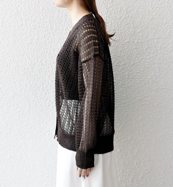 SHIPS any「《一部追加予約》SHIPS any:〈手洗い可能〉ギマ ワイド Vネック シアー カーディガン」|カーディガン|