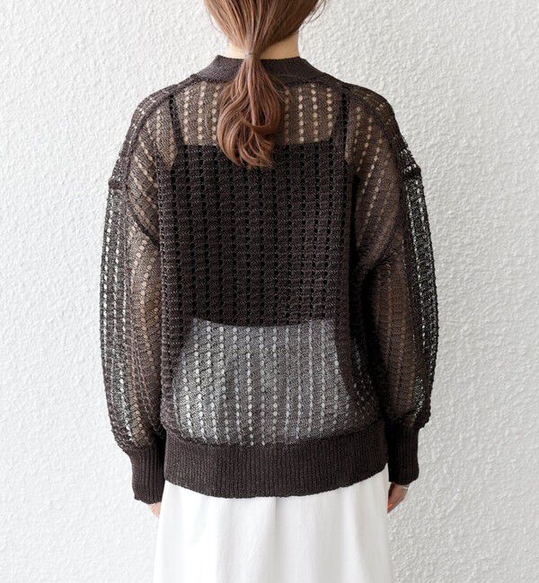 SHIPS any「《一部追加予約》SHIPS any:〈手洗い可能〉ギマ ワイド Vネック シアー カーディガン」|カーディガン|