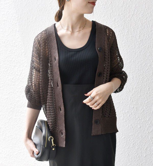 SHIPS any「《一部追加予約》SHIPS any:〈手洗い可能〉ギマ ワイド Vネック シアー カーディガン」|カーディガン|