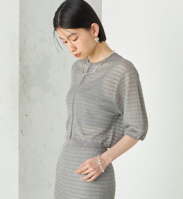 SHIPS for women「Wai＋:ジャカード シアー ジップ カーディガン」|カーディガン|