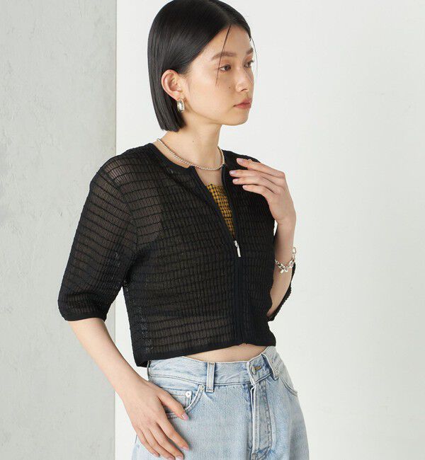 SHIPS for women「Wai＋:ジャカード シアー ジップ カーディガン」|カーディガン|