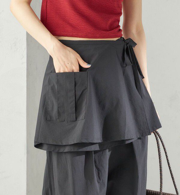 SHIPS for women「maroba:＜手洗い可能＞ラッシュ リボン ラップ スカート」|その他|ブラック