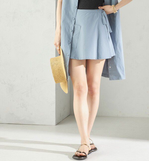SHIPS for women「maroba:＜手洗い可能＞ラッシュ リボン ラップ スカート」|その他|ライトブルー