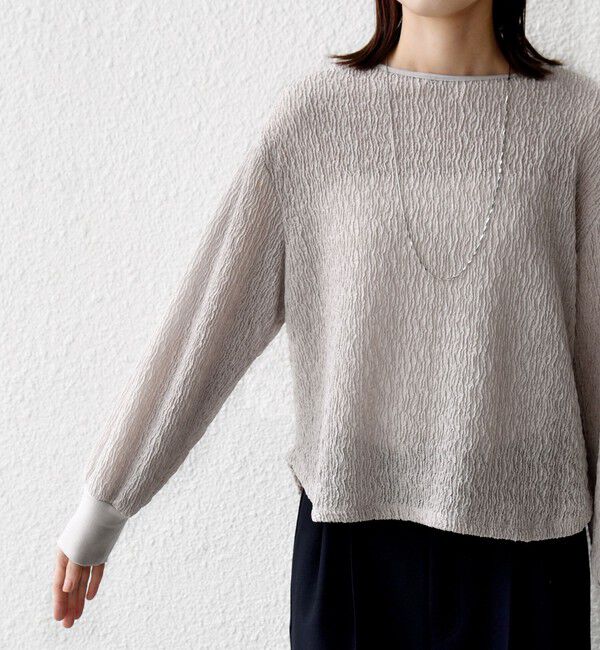 SHIPS for women「〈手洗い可能〉ランダム ブルーゼ 袖 タック プルオーバー」|Tシャツ・カットソー|