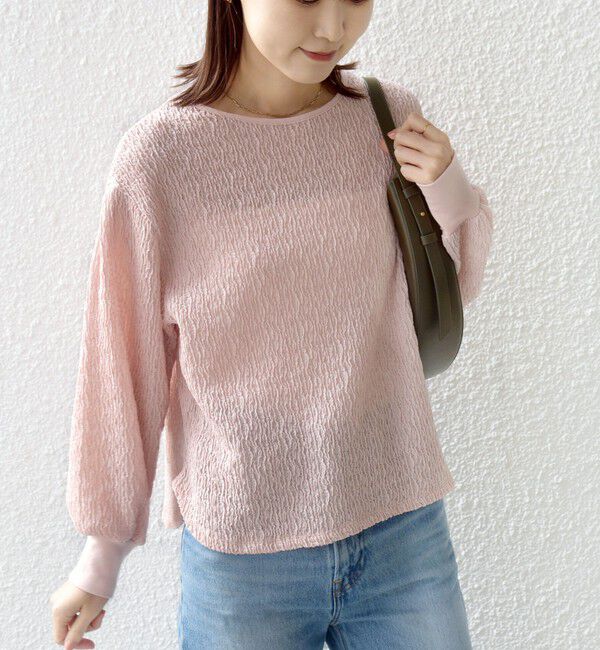 SHIPS for women「〈手洗い可能〉ランダム ブルーゼ 袖 タック プルオーバー」|Tシャツ・カットソー|