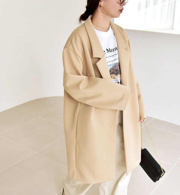 quaranciel「quaranciel:〈手洗い可能〉ジャージー テーラード ジャケット コート」|チェスターコート|