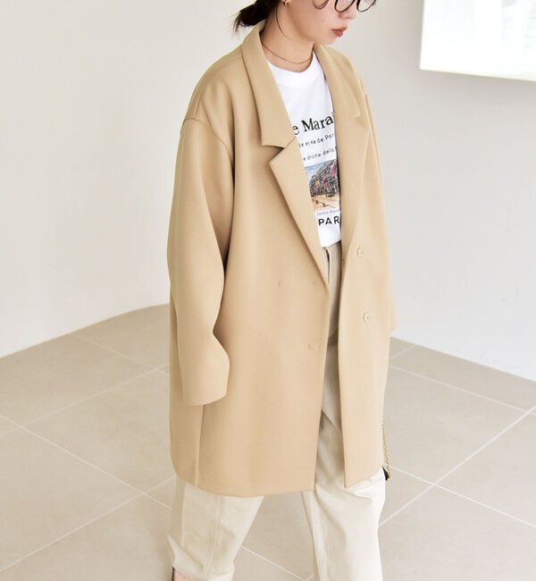 quaranciel「quaranciel:〈手洗い可能〉ジャージー テーラード ジャケット コート」|チェスターコート|