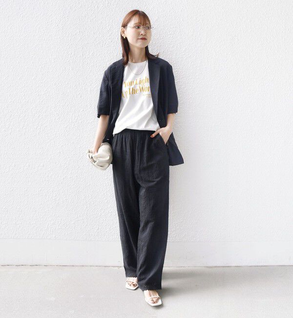 SHIPS for women「【SHIPS別注】81BRANCA: 5分袖 ロゴ TEE」|Tシャツ・カットソー|