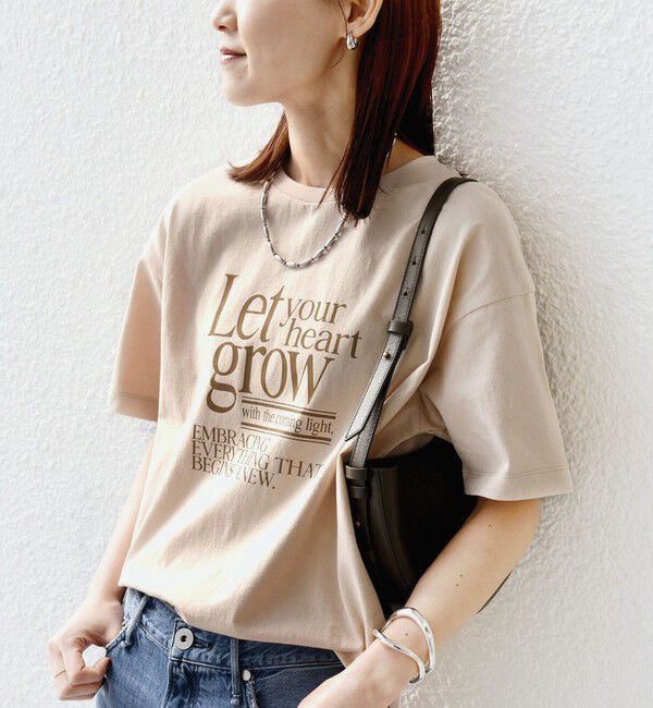SHIPS for women「【SHIPS別注】81BRANCA: 5分袖 ロゴ TEE」|Tシャツ・カットソー|ベージュ