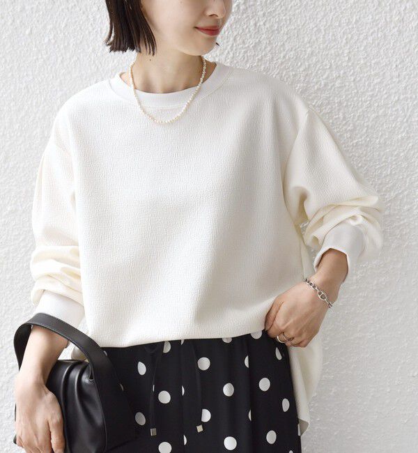 SHIPS for women「〈洗濯機可能〉アンティーク ダンボール 袖 リブ プルオーバー」|Tシャツ・カットソー|オフホワイト