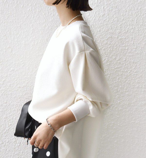 SHIPS for women「〈洗濯機可能〉アンティーク ダンボール 袖 リブ プルオーバー」|Tシャツ・カットソー|