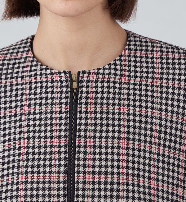 TOMORROWLAND collection「タッターギンガムリバー ジップアップブルゾン」|ブルゾン・スタジャン|