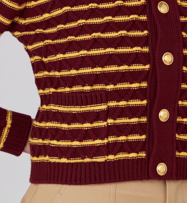 MACPHEE「ハイブリットコットンケーブル クルーネックカーディガン」|カーディガン|