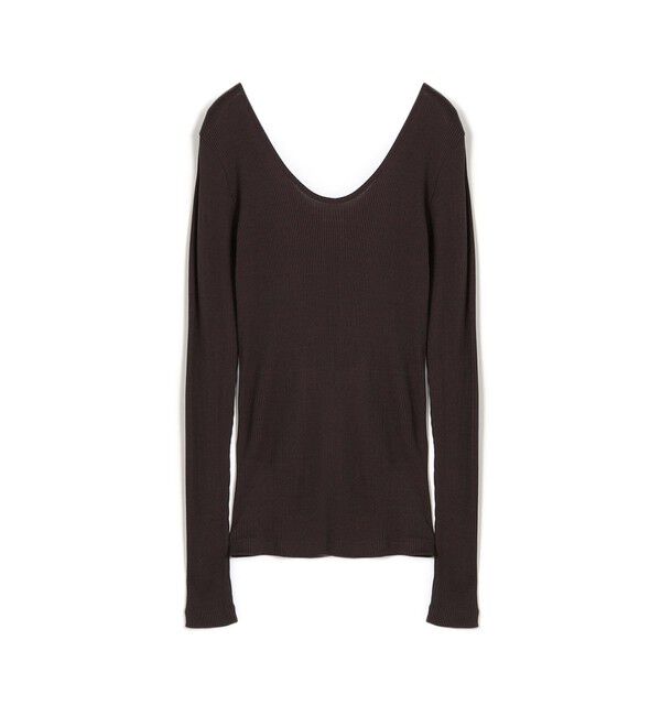 DES PRES「シルクコットンリブ Uネックプルオーバー」|Tシャツ・カットソー|49 ダークブラウン