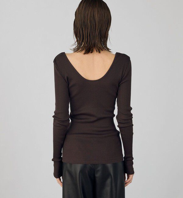 DES PRES「シルクコットンリブ Uネックプルオーバー」|Tシャツ・カットソー|