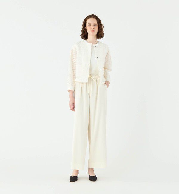 Ballsey「アリッサムカットジャカード クルーネックジャケット」|ノーカラージャケット|