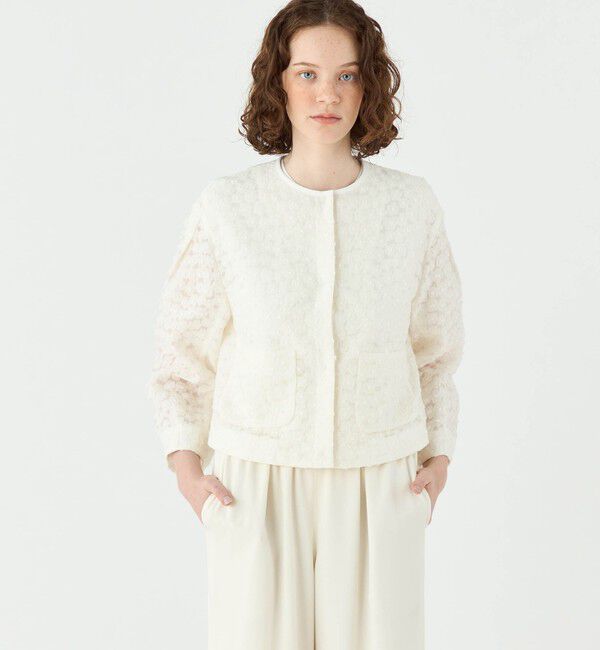 Ballsey「アリッサムカットジャカード クルーネックジャケット」|ノーカラージャケット|