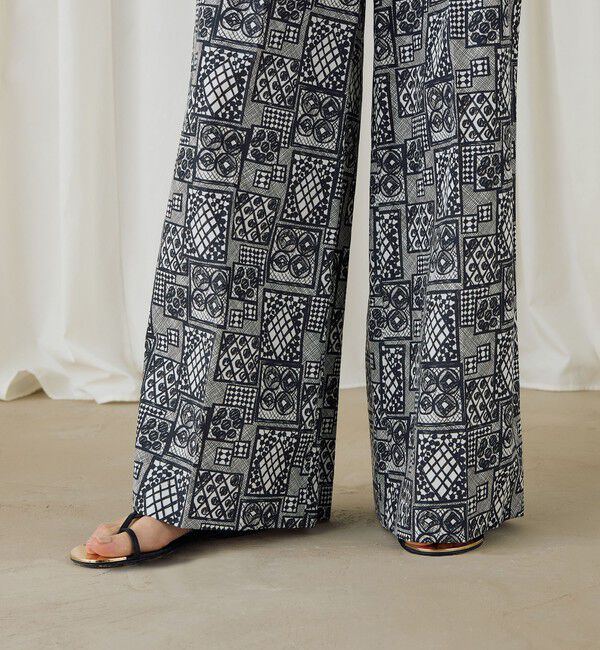 DES PRES「パッチワークレースプリント フリルストレートパンツ」|その他|