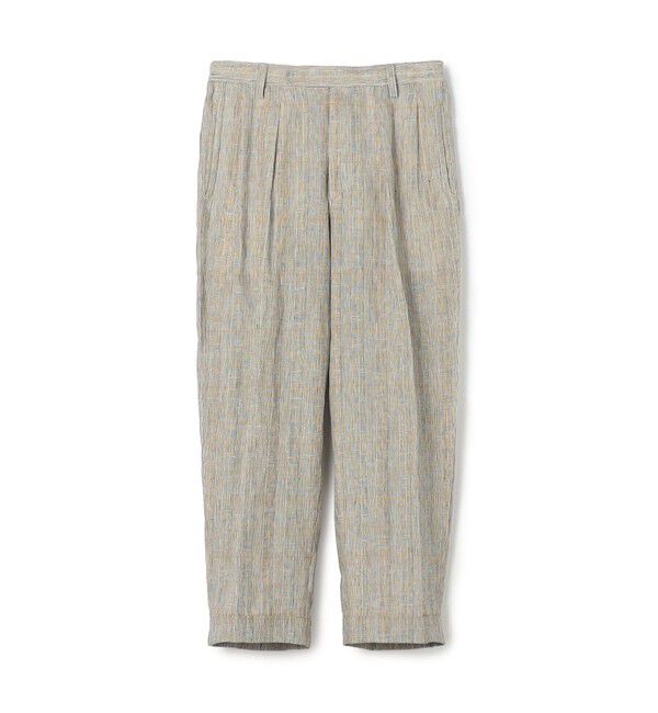 TOMORROWLAND MENS「リネン グレンチェック 1タック ペグトップパンツ」|スラックス|16 グレー系