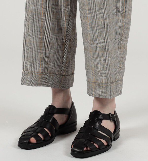 TOMORROWLAND MENS「リネン グレンチェック 1タック ペグトップパンツ」|スラックス|