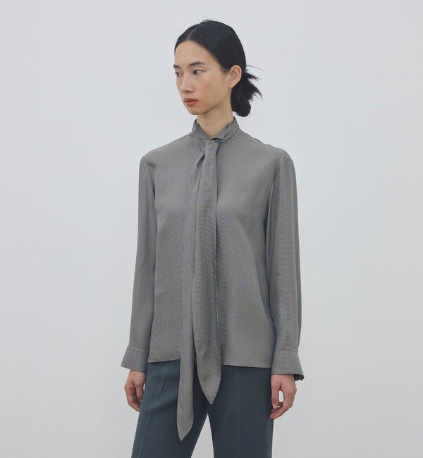 DES PRES「レーヨンマイクロハウンドトゥース ボウタイドレスブラウス」|シャツ・ブラウス|