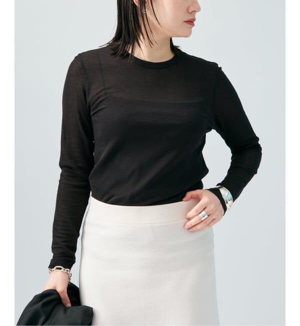 VERMEIL par iena「シアーフライス クルーネックロングスリーブプルオーバー」|Tシャツ・カットソー|ブラック