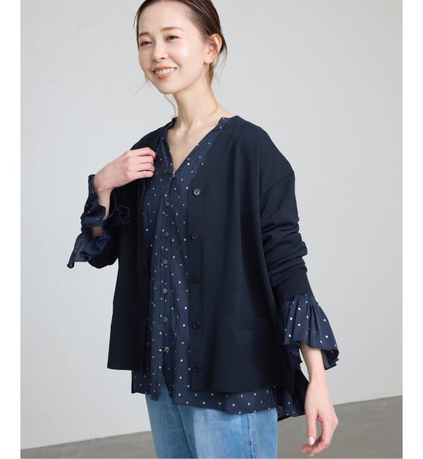 SLOBE IENA「《接触冷感/UV機能/WEB限定/追加》FROSTYCOTTON Vネックカーディガン」|カーディガン|