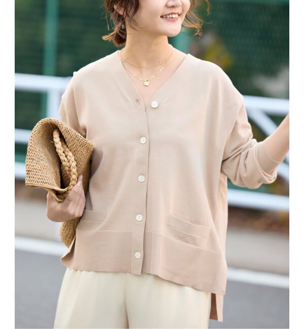 SLOBE IENA「《接触冷感/UV機能/WEB限定/追加》FROSTYCOTTON Vネックカーディガン」|カーディガン|