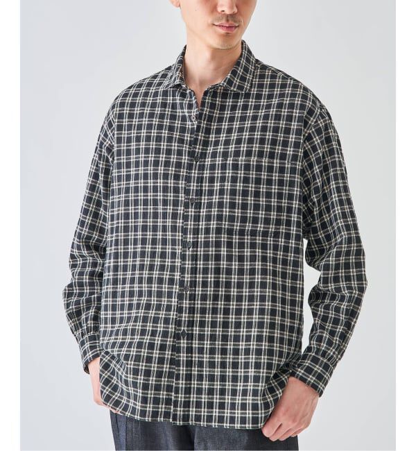 EDIFICE「コットンリネン ラウンド カラー シャツ」|シャツ・ブラウス|ブラック A