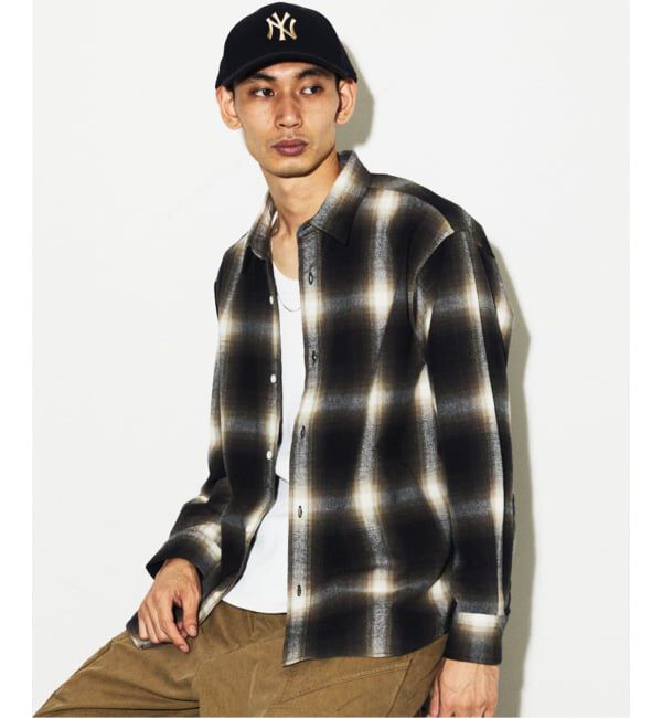 JOURNAL STANDARD「オンブレチェック フランネルシャツ  2」|シャツ・ブラウス|ブラック