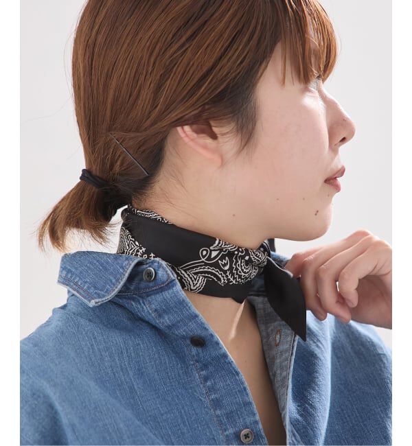 journal standard L'essage「【AENEIS/エネス】Minimal Illusion Silk Twill Bande：スカーフ」|バンダナ・スカーフ|ブラック