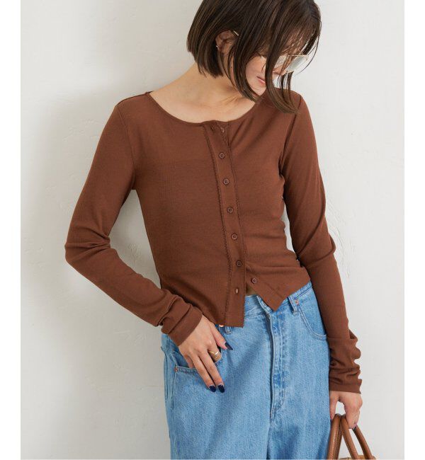 U by SPICK&SPAN「コットンテレココンパクトカーデ」|カーディガン|ブラウン
