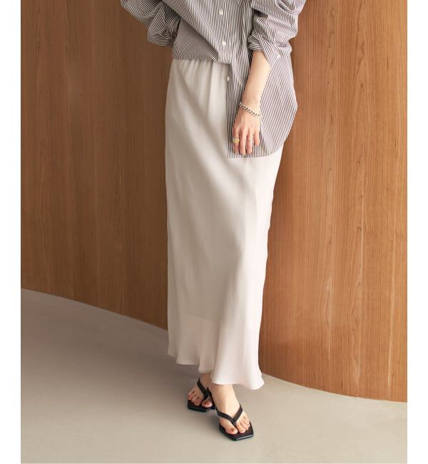 NOBLE「《新色・追加》キュプラサテンナローAラインスカート」|スカート|