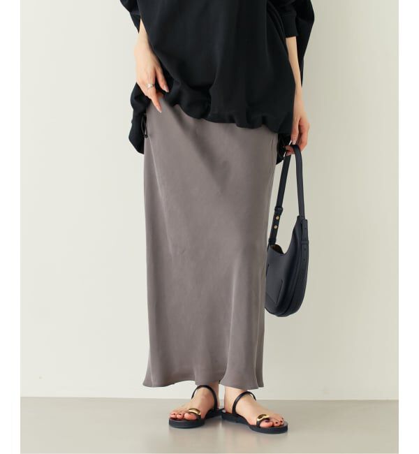 NOBLE「《新色・追加》キュプラサテンナローAラインスカート」|スカート|