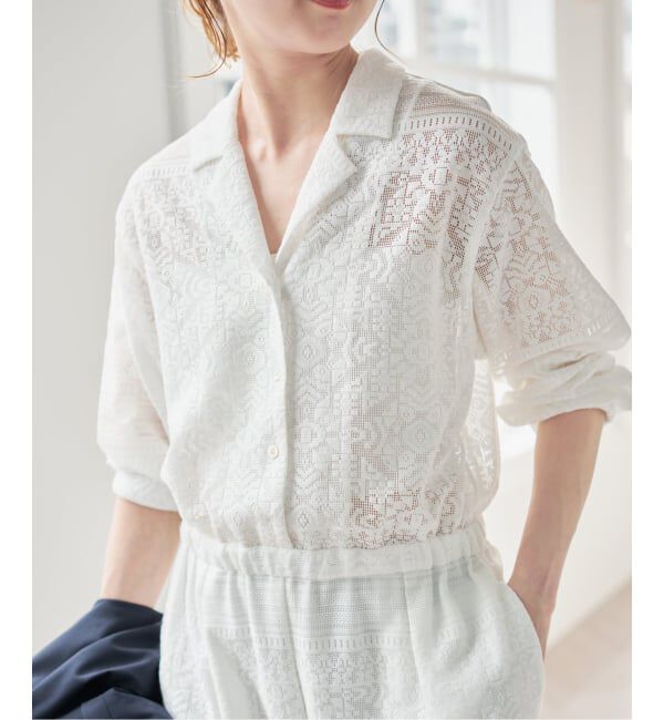 Spick and Span「オープンカラーレースジャンプスーツ」|オールインワン|