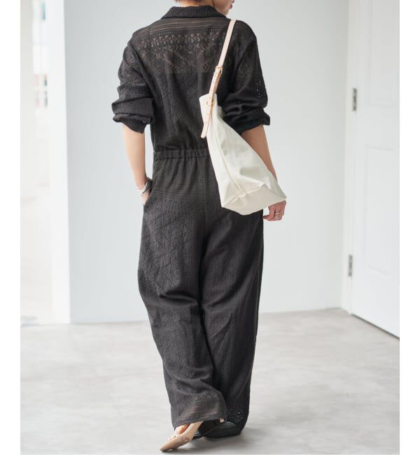 Spick and Span「オープンカラーレースジャンプスーツ」|オールインワン|