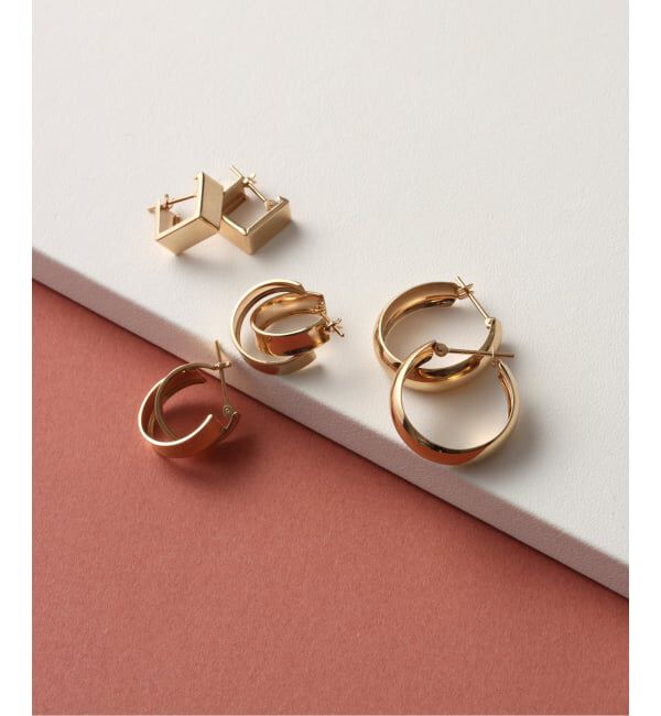 Lilas by Spick&Span「ワイドラインクロスフープピアス K10（両耳）」|ピアス|