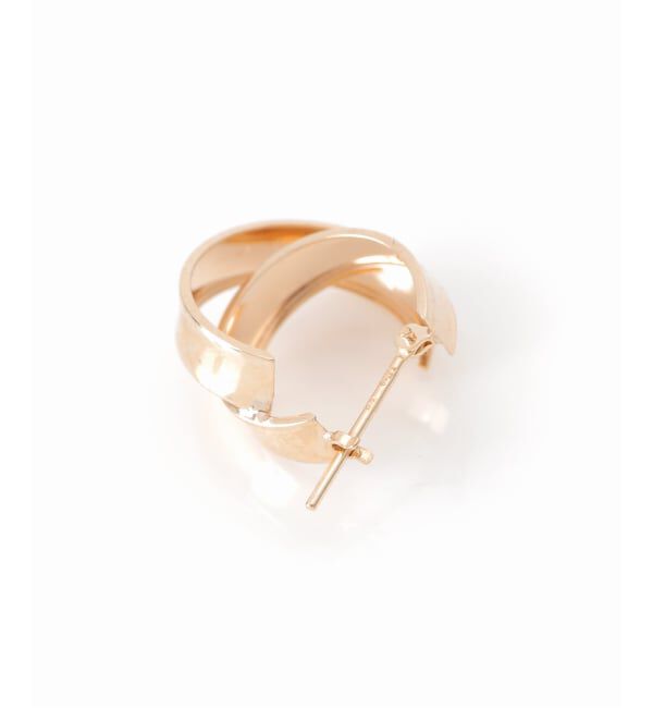 Lilas by Spick&Span「ワイドラインクロスフープピアス K10（両耳）」|ピアス|