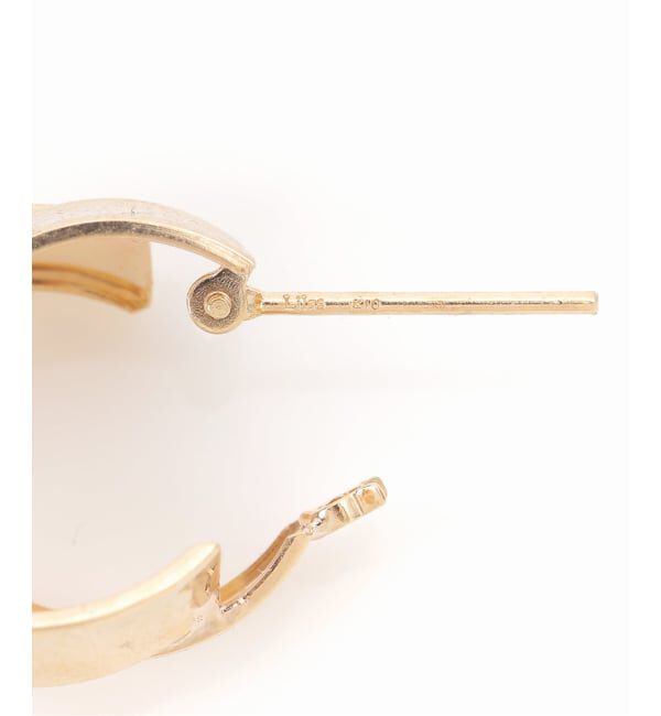 Lilas by Spick&Span「ワイドラインクロスフープピアス K10（両耳）」|ピアス|