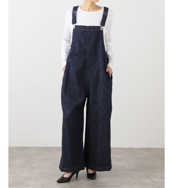  「【洗える】Munich/ミューニック スラブコットンデニムオールインワン」|オールインワン|ネイビー