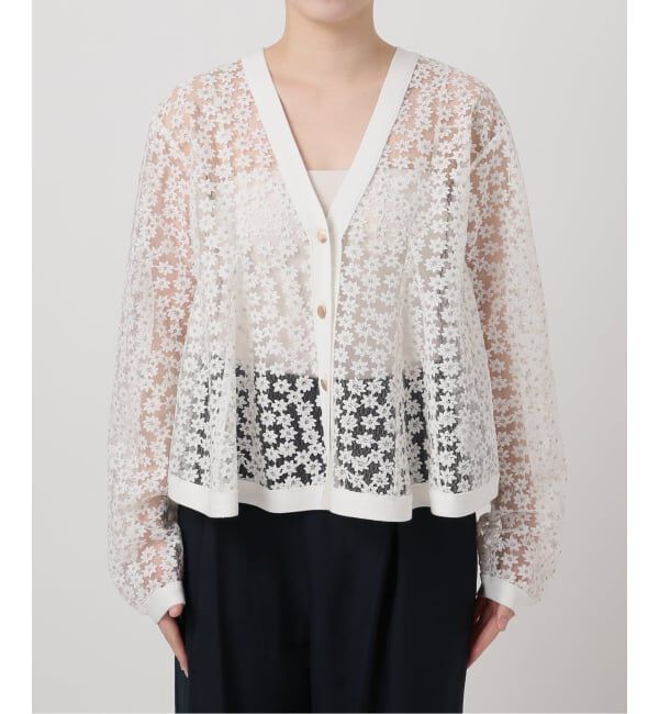  「【洗える】フラワーレースカーディガン」|カーディガン|