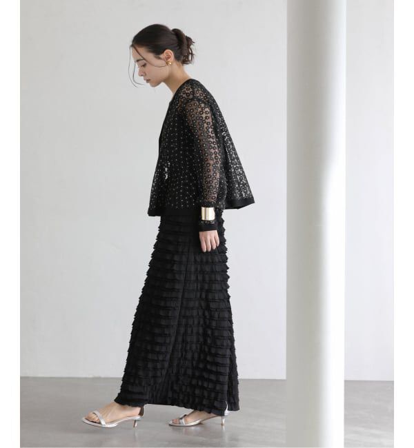  「【洗える】フラワーレースカーディガン」|カーディガン|