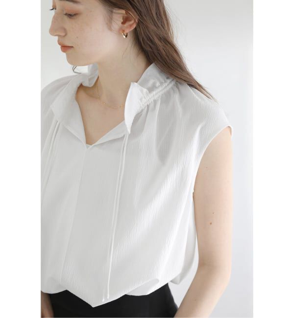  「《予約》【洗える】ネックギャザーチェックフレンチブラウス」|シャツ・ブラウス|