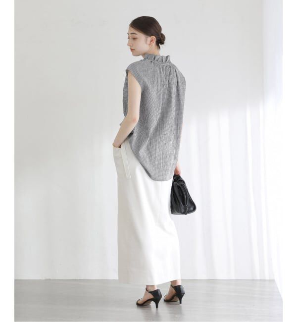  「《予約》【洗える】ネックギャザーチェックフレンチブラウス」|シャツ・ブラウス|