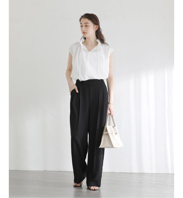  「《予約》【洗える】ネックギャザーチェックフレンチブラウス」|シャツ・ブラウス|